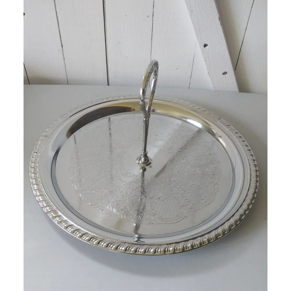 Vintage Irvinware Silver Plated Ornate Design Braided Rim 12
